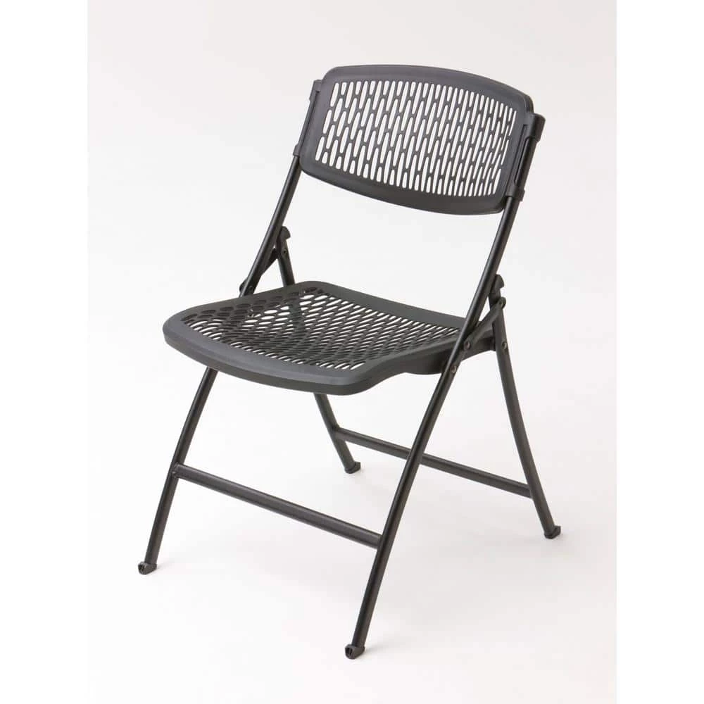 HDX Plastic Seat Folding Chair in Black 1 HDX Plastic Seat Folding Chair in Black