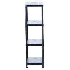 HDX 4-Tier Plastic Garage Storage Shelving Unit in Black (28 in. W x 52 in. H x 15 in. D) -HDX Sales black hdx freestanding shelving units 17307263b 1d 1000