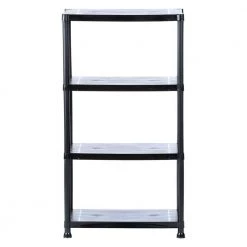 HDX 4-Tier Plastic Garage Storage Shelving Unit in Black (28 in. W x 52 in. H x 15 in. D) -HDX Sales black hdx freestanding shelving units 17307263b 40 1000