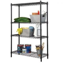 HDX 4-Tier Steel Wire Shelving Unit in Black (36 in. W x 54 in. H x 14 in. D) -HDX Sales black hdx freestanding shelving units 21436bps 31 1000