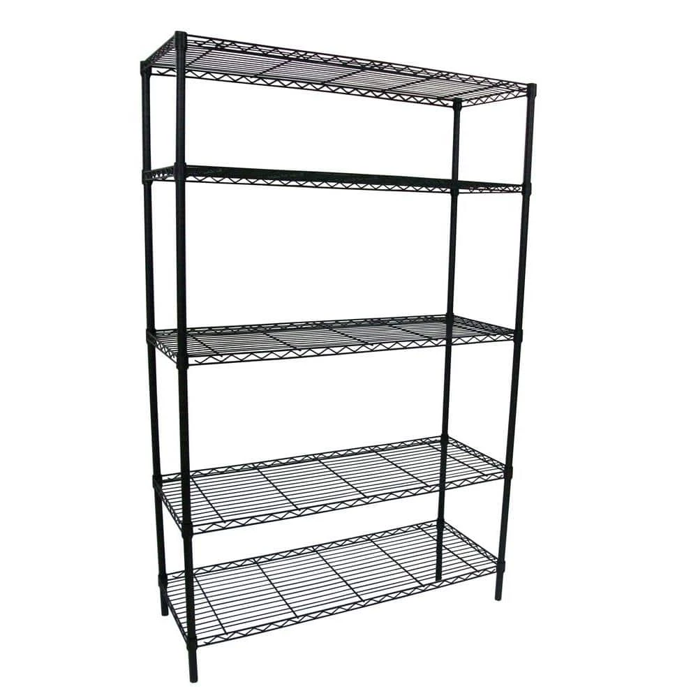 HDX 5-Tier Steel Wire Shelving Unit in Black (36 in. W x 72 in. H x 16 in. D) 3 HDX 5-Tier Steel Wire Shelving Unit in Black (36 in. W x 72 in. H x 16 in. D) - Image 3