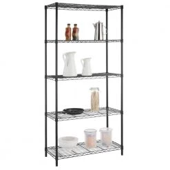 HDX 5-Tier Steel Wire Shelving Unit in Black (36 in. W x 72 in. H x 16 in. D)