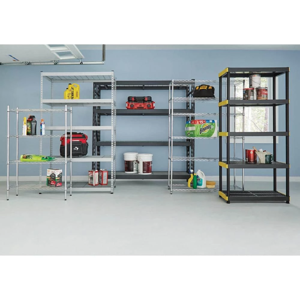 HDX 5-Tier Plastic Garage Storage Shelving Unit in Black (36 in. W x 74 in. H x 18 in. D) 5 HDX 5-Tier Plastic Garage Storage Shelving Unit in Black (36 in. W x 74 in. H x 18 in. D) - Image 5