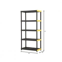 HDX 5-Tier Plastic Garage Storage Shelving Unit in Black (36 in. W x 74 in. H x 18 in. D) 14 HDX 5-Tier Plastic Garage Storage Shelving Unit in Black (36 in. W x 74 in. H x 18 in. D) -HDX Sales black hdx freestanding shelving units 241592 40 1000