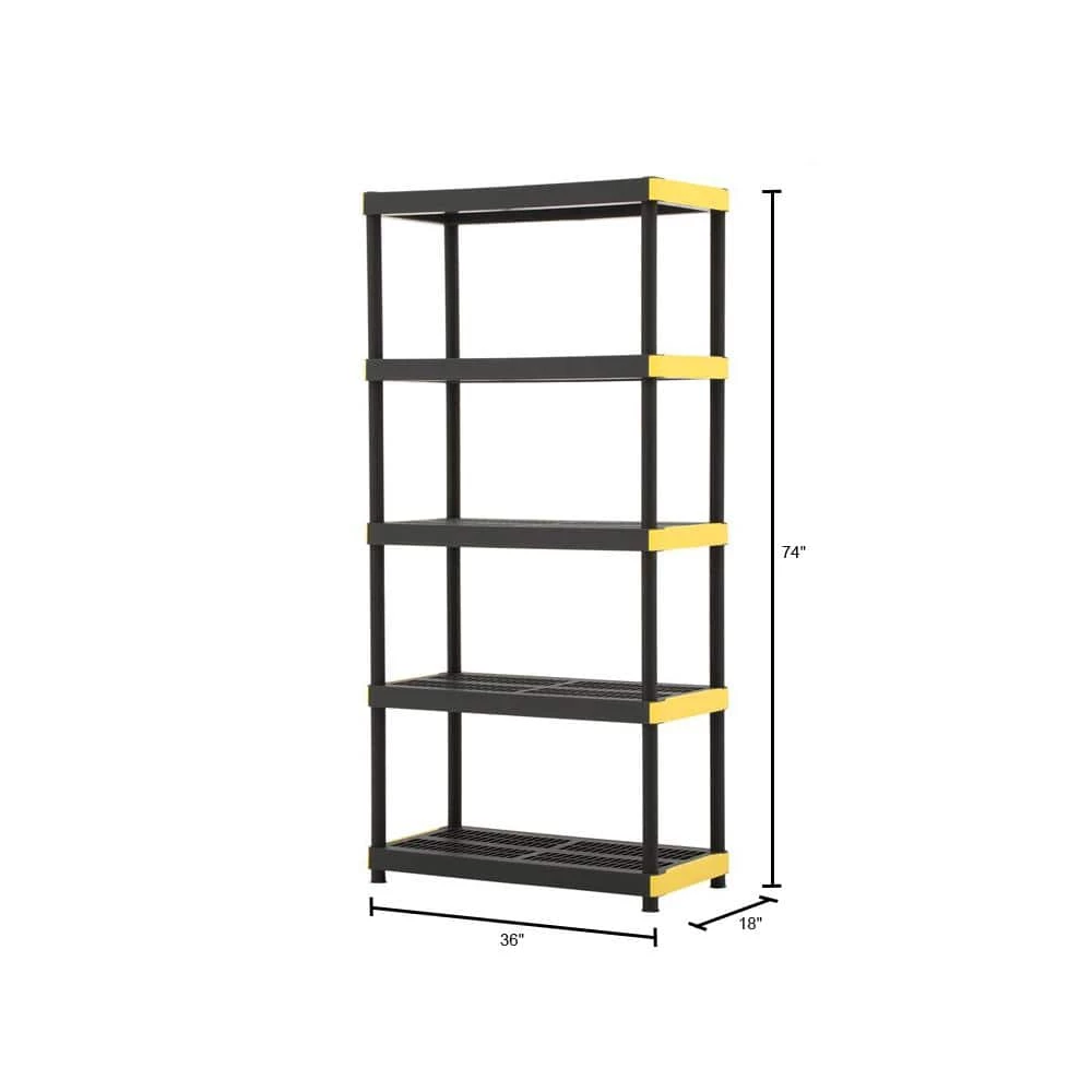 HDX 5-Tier Plastic Garage Storage Shelving Unit in Black (36 in. W x 74 in. H x 18 in. D) 3 HDX 5-Tier Plastic Garage Storage Shelving Unit in Black (36 in. W x 74 in. H x 18 in. D) - Image 3