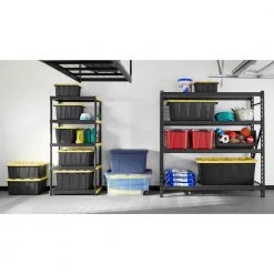HDX 5-Tier Plastic Garage Storage Shelving Unit in Black (36 in. W x 74 in. H x 18 in. D) 22 HDX 5-Tier Plastic Garage Storage Shelving Unit in Black (36 in. W x 74 in. H x 18 in. D) -HDX Sales black hdx freestanding shelving units 241592 44 1000