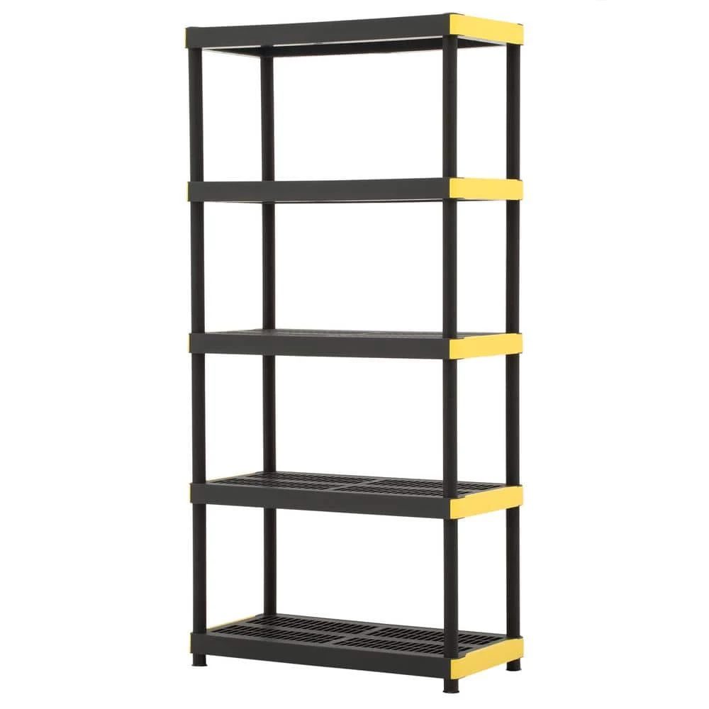 HDX 5-Tier Plastic Garage Storage Shelving Unit in Black (36 in. W x 74 in. H x 18 in. D) 1 HDX 5-Tier Plastic Garage Storage Shelving Unit in Black (36 in. W x 74 in. H x 18 in. D)