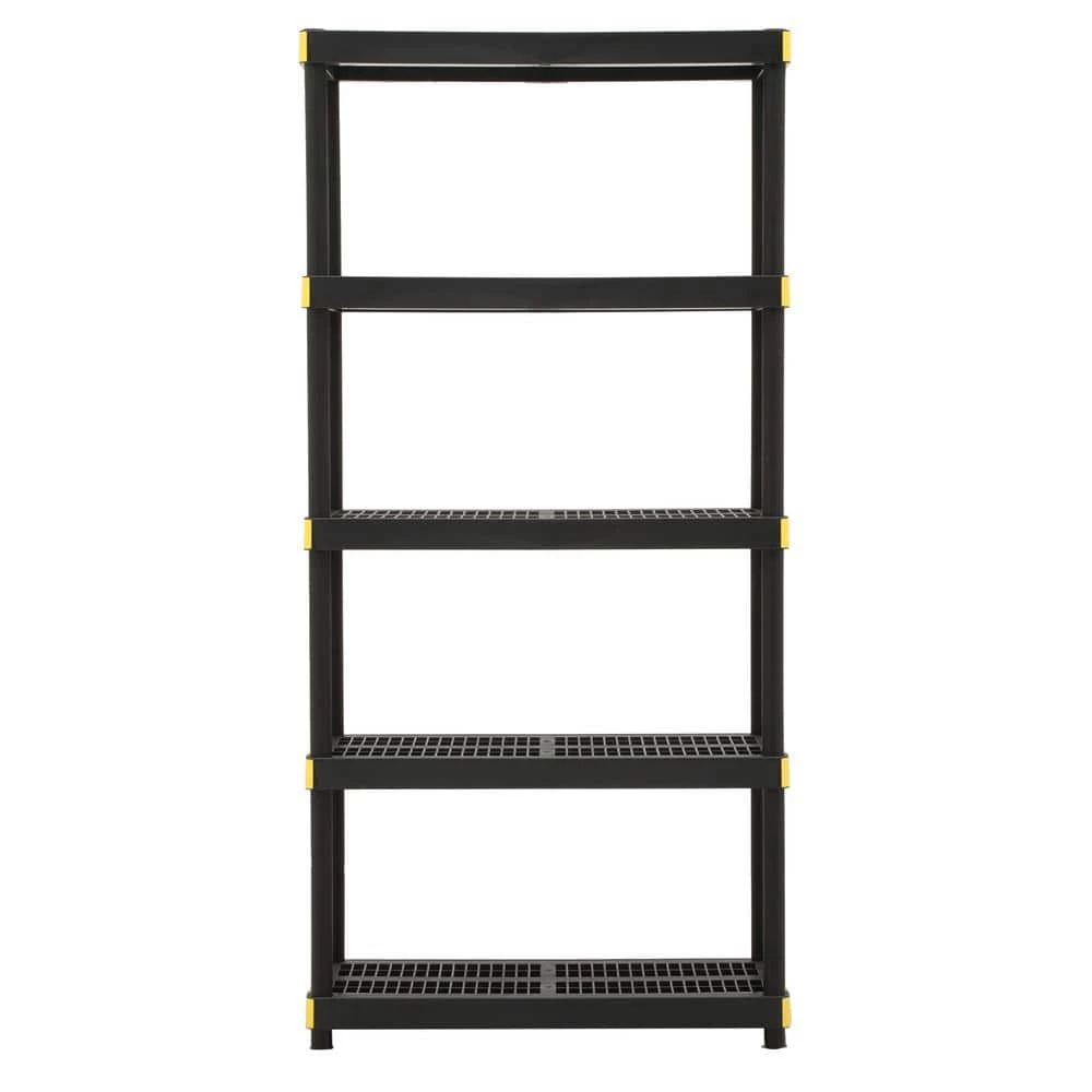 HDX 5-Tier Plastic Garage Storage Shelving Unit in Black (36 in. W x 74 in. H x 18 in. D) 6 HDX 5-Tier Plastic Garage Storage Shelving Unit in Black (36 in. W x 74 in. H x 18 in. D) - Image 6