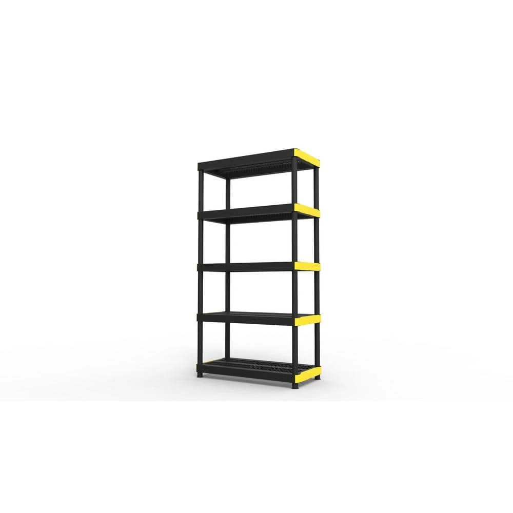 HDX 5-Tier Plastic Garage Storage Shelving Unit in Black (36 in. W x 74 in. H x 18 in. D) 7 HDX 5-Tier Plastic Garage Storage Shelving Unit in Black (36 in. W x 74 in. H x 18 in. D) - Image 7