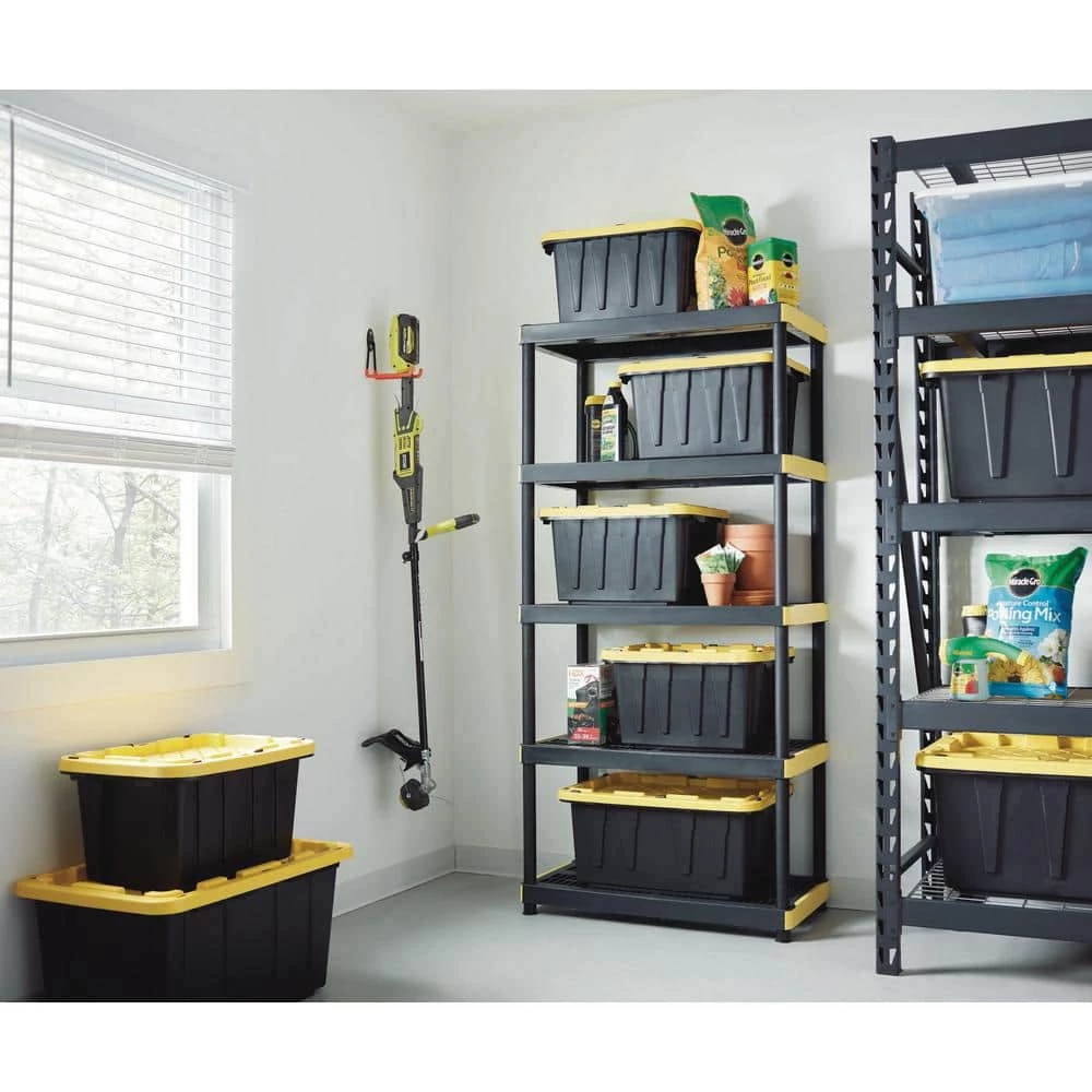 HDX 5-Tier Plastic Garage Storage Shelving Unit in Black (36 in. W x 74 in. H x 18 in. D) 2 HDX 5-Tier Plastic Garage Storage Shelving Unit in Black (36 in. W x 74 in. H x 18 in. D) - Image 2