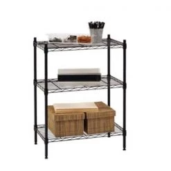 HDX 3-Tier Steel Wire Shelving Unit in Black (24 in. W x 30 in. H x 14 in. D) -HDX Sales black hdx freestanding shelving units 31424bps 31 1000