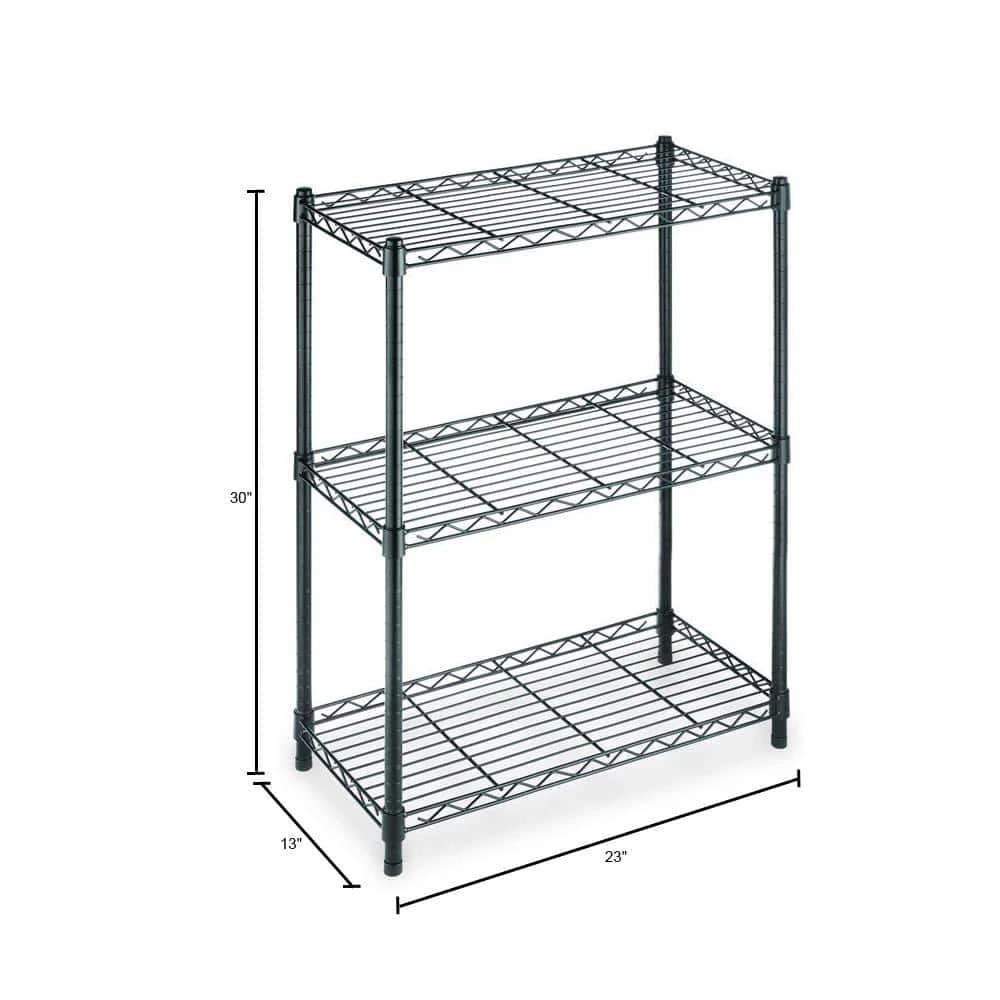 HDX 3-Tier Steel Wire Shelving Unit in Black (24 in. W x 30 in. H x 14 in. D) 3 HDX 3-Tier Steel Wire Shelving Unit in Black (24 in. W x 30 in. H x 14 in. D) - Image 3