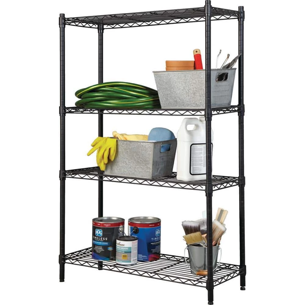 HDX 4-Tier Steel Wire Shelving Unit in Black (36 in. W x 54 in. H x 14 in. D) 7 HDX 4-Tier Steel Wire Shelving Unit in Black (36 in. W x 54 in. H x 14 in. D) - Image 7