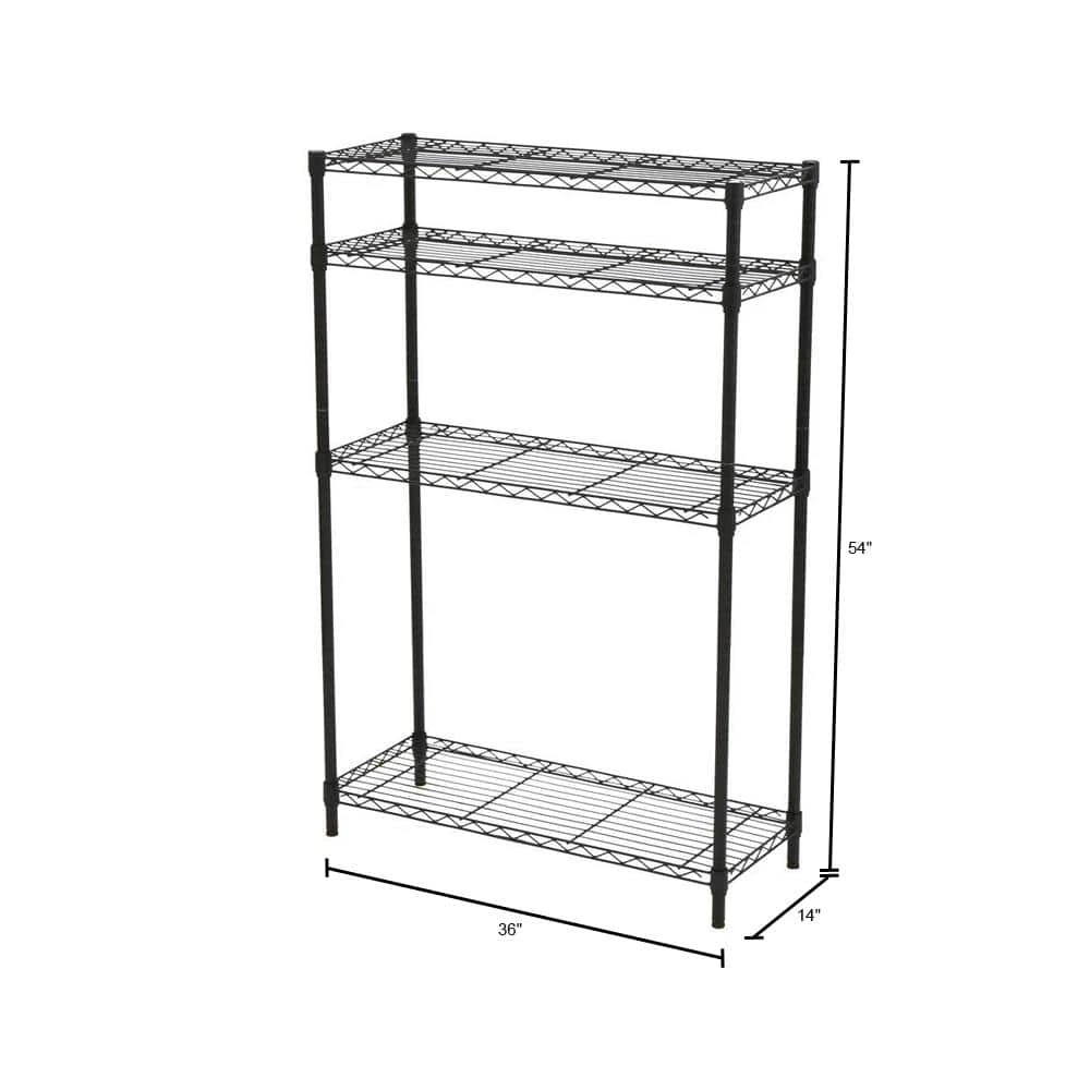 HDX 4-Tier Steel Wire Shelving Unit in Black (36 in. W x 54 in. H x 14 in. D) 4 HDX 4-Tier Steel Wire Shelving Unit in Black (36 in. W x 54 in. H x 14 in. D) - Image 4