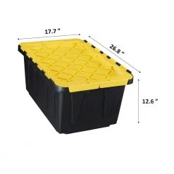 HDX 17 Gal. Flip Top Storage Tote in Black and Yellow -HDX Sales black yellow hdx storage bins 206151 1f 1000