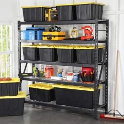 HDX 27 Gal. Tough Storage Tote in Black with Yellow Lid -HDX Sales black yellow hdx storage bins hdx27gonline 5 1d 1000