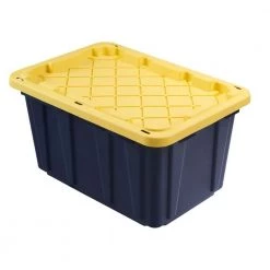 HDX 27 Gal. Tough Storage Tote in Black with Yellow Lid
