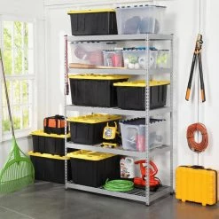 HDX 27 Gal. Tough Storage Tote in Black with Yellow Lid -HDX Sales black yellow hdx storage bins hdx27gonline 5 fa 1000