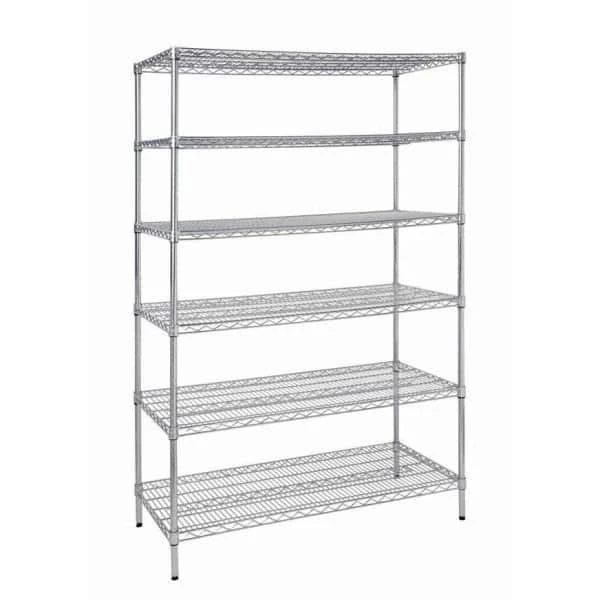 HDX Chrome 6-Tier Commercial Grade Heavy Duty Steel Wire Shelving Unit (48 in. W x 72 in. H x 24 in. D) 2 HDX Chrome 6-Tier Commercial Grade Heavy Duty Steel Wire Shelving Unit (48 in. W x 72 in. H x 24 in. D) - Image 2