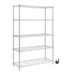 HDX 5-Tier Steel Wire Shelving Unit with Casters in Chrome (48 in. W x 72 in. H x 18 in. D)