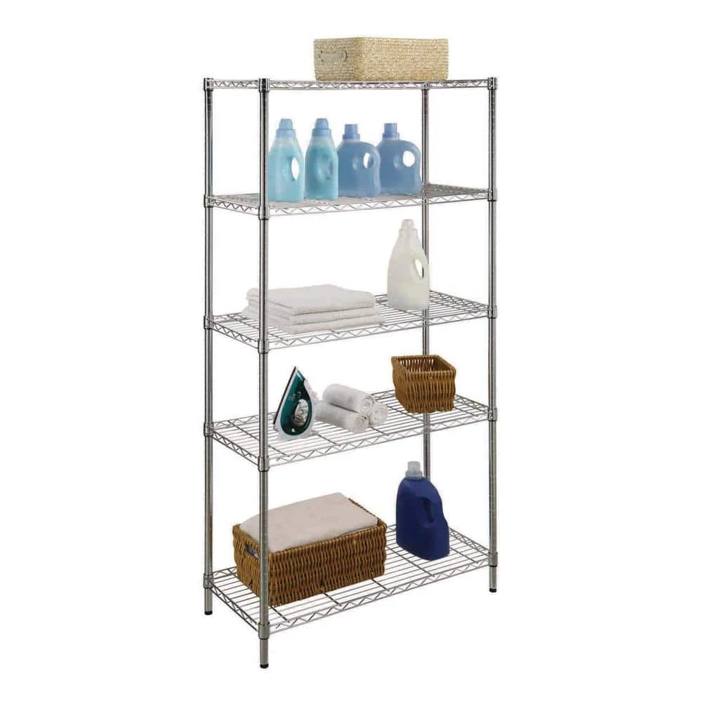 HDX 5-Tier Steel Wire Shelving Unit in Chrome (36 in. W x 72 in. H x 16 in. D) 5 HDX 5-Tier Steel Wire Shelving Unit in Chrome (36 in. W x 72 in. H x 16 in. D) - Image 5