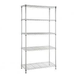 HDX 5-Tier Steel Wire Shelving Unit in Chrome (36 in. W x 72 in. H x 16 in. D)