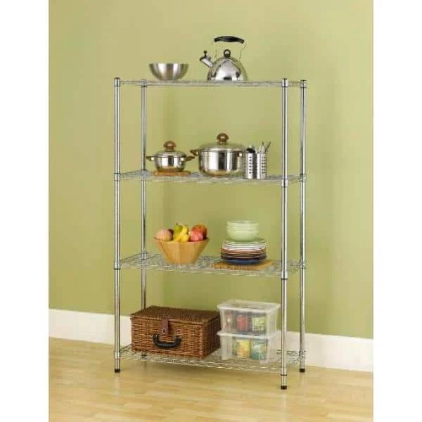 HDX 4-Tier Steel Wire Shelving Unit in Chrome (36 in. W x 54 in. H x 14 in. D) 5 HDX 4-Tier Steel Wire Shelving Unit in Chrome (36 in. W x 54 in. H x 14 in. D) - Image 5
