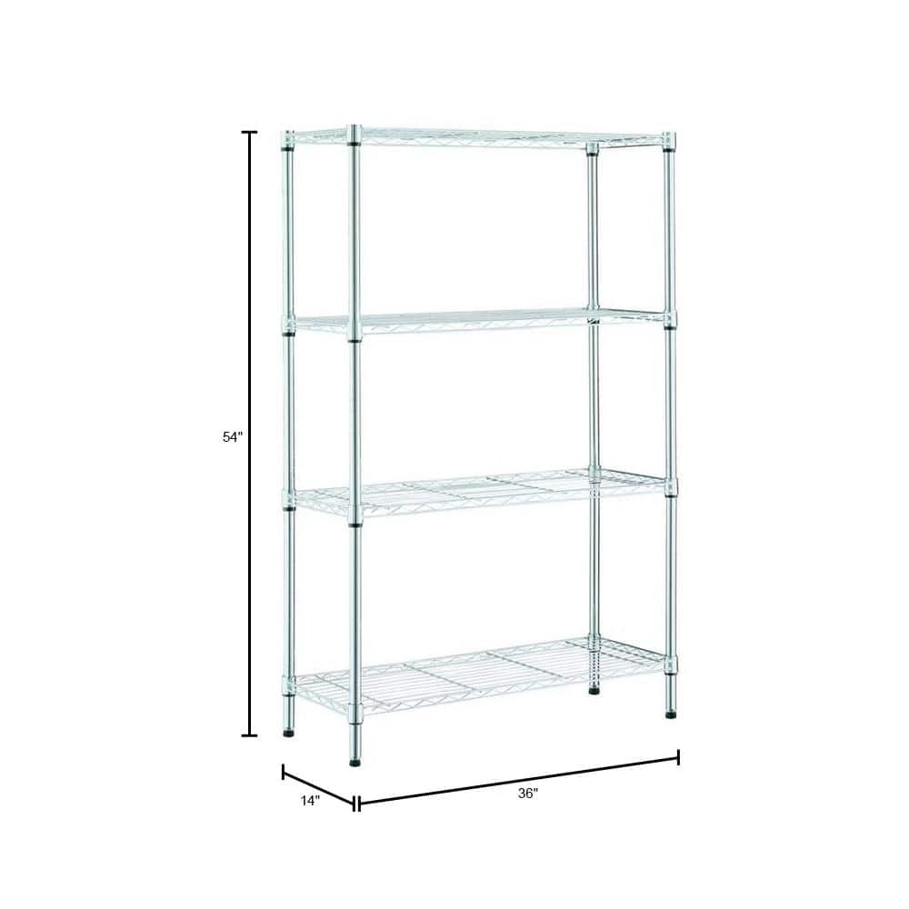HDX 4-Tier Steel Wire Shelving Unit in Chrome (36 in. W x 54 in. H x 14 in. D) 3 HDX 4-Tier Steel Wire Shelving Unit in Chrome (36 in. W x 54 in. H x 14 in. D) - Image 3