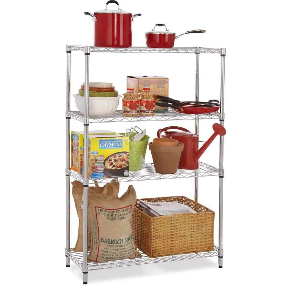 HDX 4-Tier Steel Wire Shelving Unit in Chrome (36 in. W x 54 in. H x 14 in. D) 2 HDX 4-Tier Steel Wire Shelving Unit in Chrome (36 in. W x 54 in. H x 14 in. D) - Image 2
