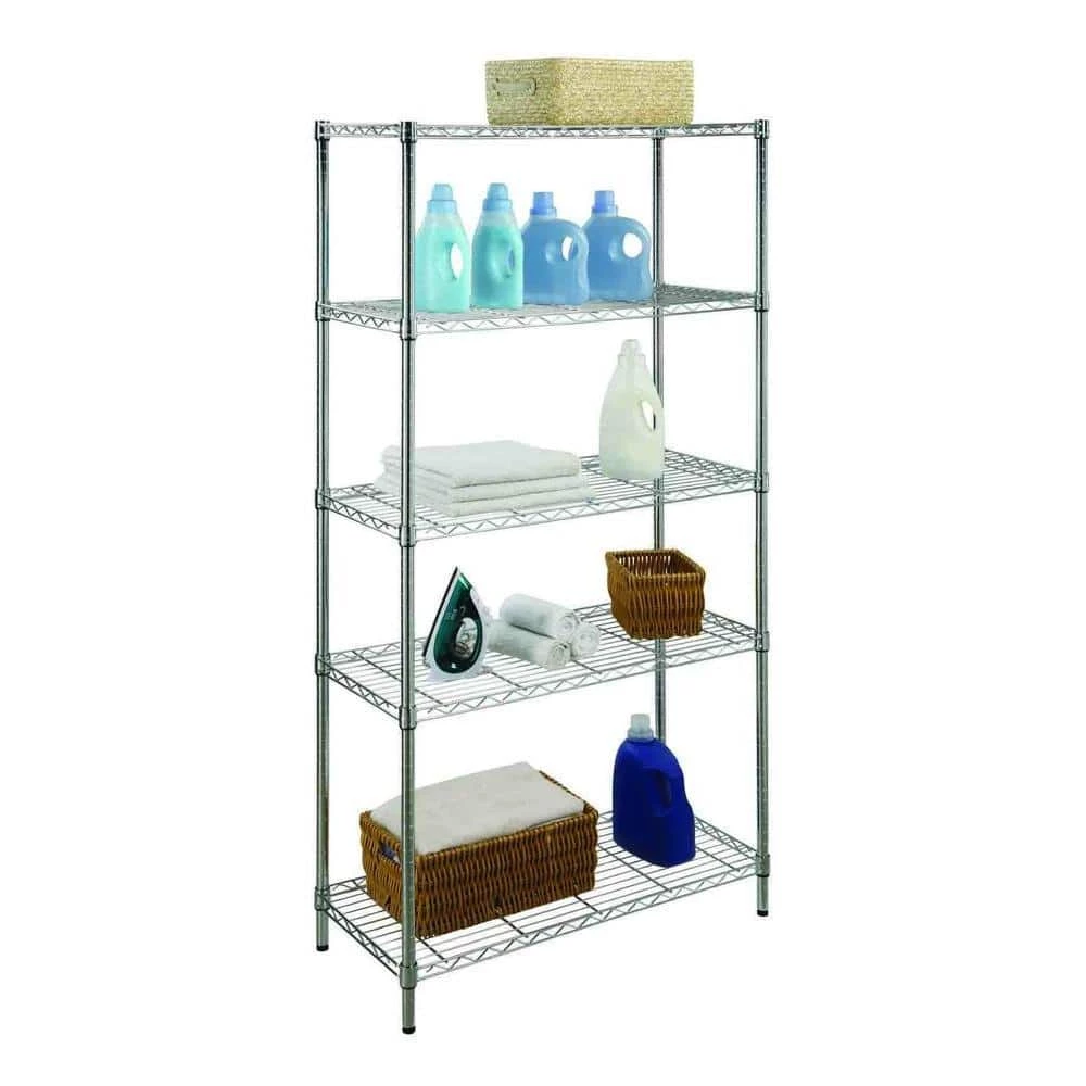 HDX 5-Tier Steel Wire Shelving Unit in Chrome (36 in. W x 72 in. H x 16 in. D) 2 HDX 5-Tier Steel Wire Shelving Unit in Chrome (36 in. W x 72 in. H x 16 in. D) - Image 2