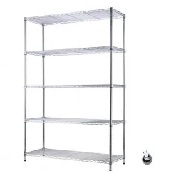 HDX Chrome 5-Tier Wire Shelving Unit with Casters ( 48 in. W x 18 in. D x 72 in. H)