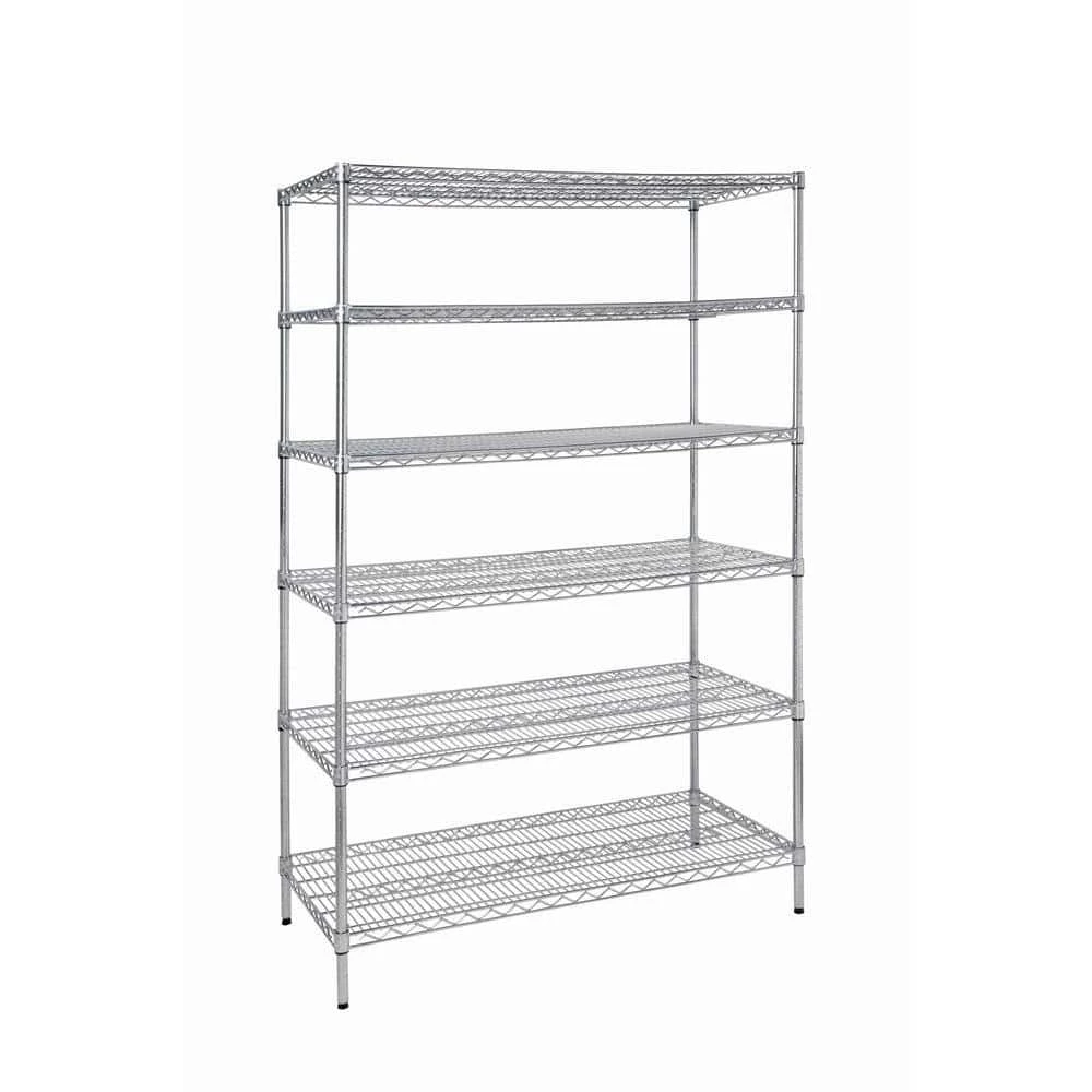HDX Chrome 6-Tier Commercial Grade Heavy Duty Steel Wire Shelving Unit (48 in. W x 72 in. H x 24 in. D) 1 HDX Chrome 6-Tier Commercial Grade Heavy Duty Steel Wire Shelving Unit (48 in. W x 72 in. H x 24 in. D)