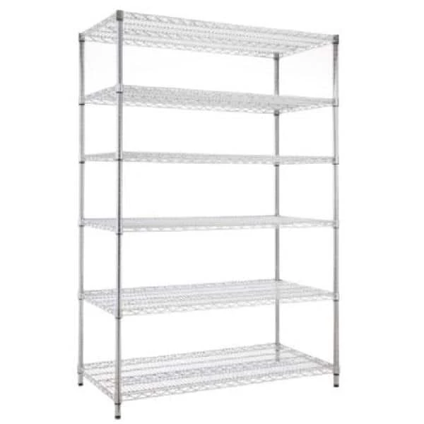 HDX Chrome 6-Tier Commercial Grade Heavy Duty Steel Wire Shelving Unit (48 in. W x 72 in. H x 24 in. D) 3 HDX Chrome 6-Tier Commercial Grade Heavy Duty Steel Wire Shelving Unit (48 in. W x 72 in. H x 24 in. D) - Image 3