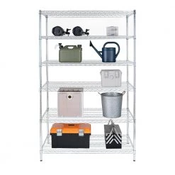HDX 6-Tier Commercial Grade Heavy Duty Steel Wire Shelving Unit in Chrome (48 in. W x 72 in. H x 24 in. D) -HDX Sales chrome hdx freestanding shelving units eh wsthdus 501 31 1000