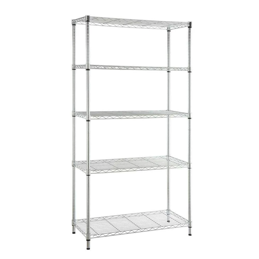 HDX 5-Tier Commercial Grade Heavy Duty Steel Wire Shelving Unit in Chrome (48 in. W x 72 in. H x 18 in. D) 1 HDX 5-Tier Commercial Grade Heavy Duty Steel Wire Shelving Unit in Chrome (48 in. W x 72 in. H x 18 in. D)
