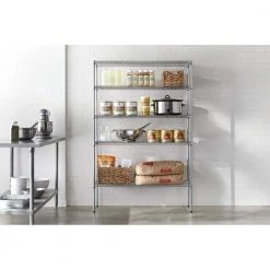 HDX 5-Tier Commercial Grade Heavy Duty Steel Wire Shelving Unit in Chrome (48 in. W x 72 in. H x 18 in. D) -HDX Sales chrome hdx freestanding shelving units hd184872 5icps a0 1000