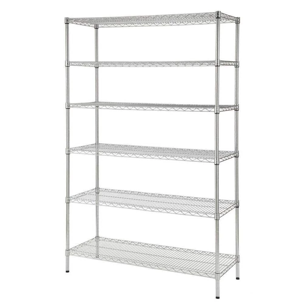 HDX 6-Tier Commercial Grade Heavy Duty Steel Wire Shelving Unit in Chrome (48 in. W x 72 in. H x 18 in. D) 1 HDX 6-Tier Commercial Grade Heavy Duty Steel Wire Shelving Unit in Chrome (48 in. W x 72 in. H x 18 in. D)