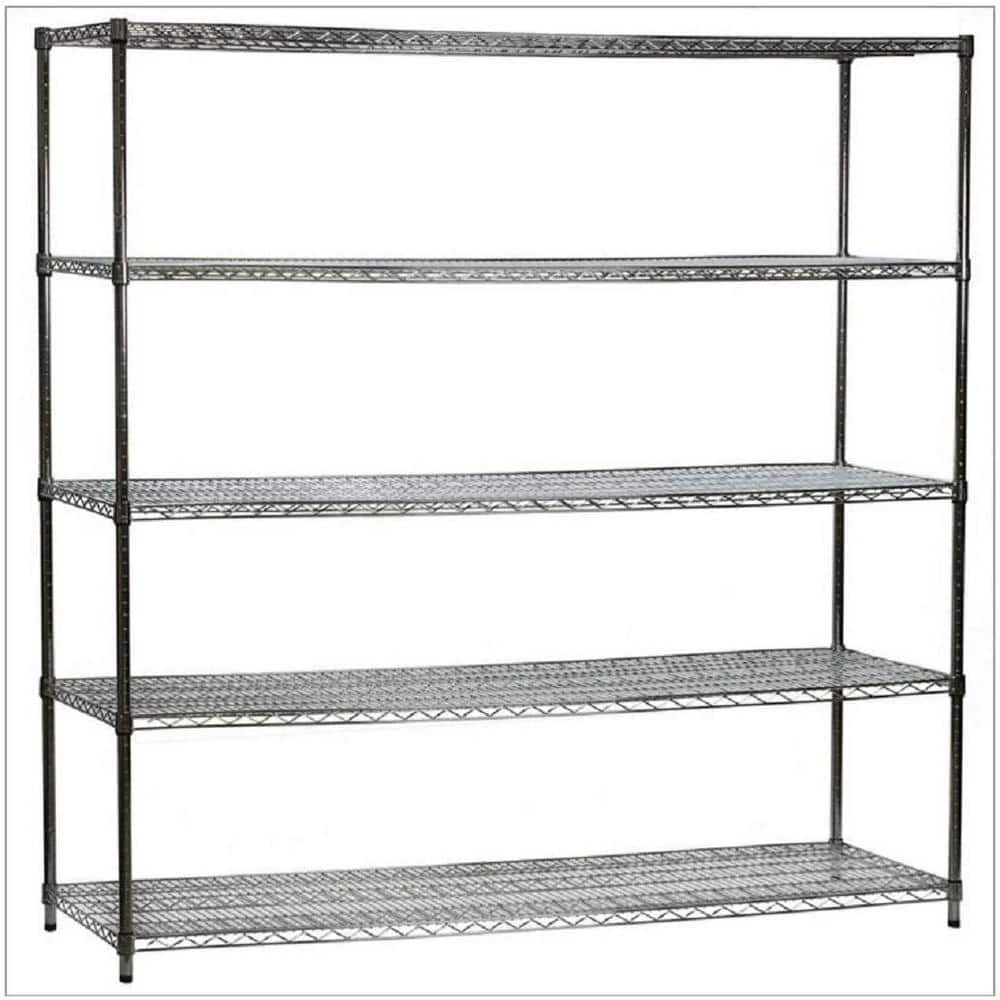 HDX 5-Tier Commercial Grade Heavy Duty Steel Wire Shelving Unit in ChromeMax (72 in. W x 72 in. H x 24 in. D) 5 HDX 5-Tier Commercial Grade Heavy Duty Steel Wire Shelving Unit in ChromeMax (72 in. W x 72 in. H x 24 in. D) - Image 5