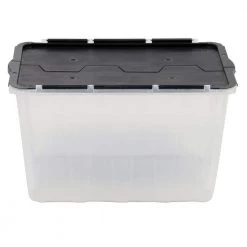 HDX 12 Gal. Flip Top Storage Tote (Colors Vary by Store) 7 HDX 12 Gal. Flip Top Storage Tote (Colors Vary by Store) -HDX Sales clear base black cover hdx storage bins 211512 40 1000