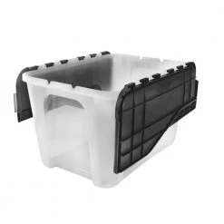 HDX 12 Gal. Flip Top Storage Bin in Clear with Black Lid -HDX Sales clear black hdx storage bins 234711 4f 1000