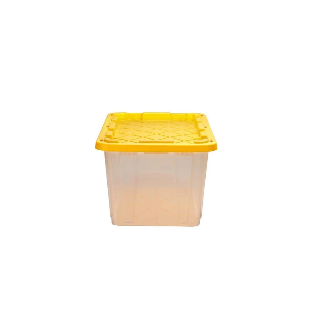 HDX 27 Gal. Storage Tote in Clear with Yellow Lid 5 HDX 27 Gal. Storage Tote in Clear with Yellow Lid - Image 5