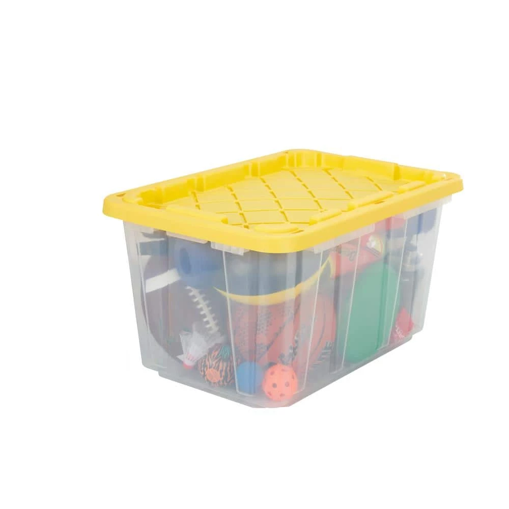 HDX 27 Gal. Storage Tote in Clear with Yellow Lid 10 HDX 27 Gal. Storage Tote in Clear with Yellow Lid - Image 10