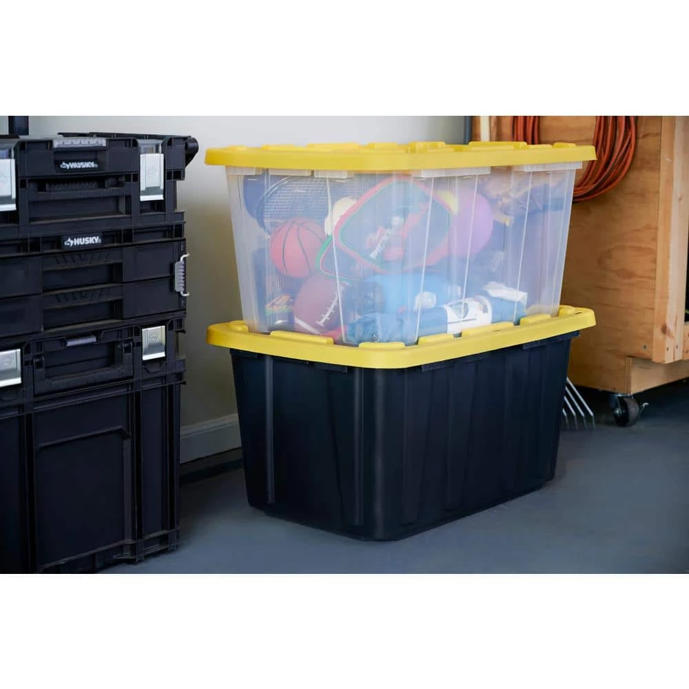 HDX 27 Gal. Storage Tote in Clear with Yellow Lid 13 HDX 27 Gal. Storage Tote in Clear with Yellow Lid - Image 13
