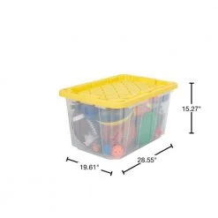 HDX 27 Gal. Storage Tote in Clear with Yellow Lid 16 HDX 27 Gal. Storage Tote in Clear with Yellow Lid -HDX Sales clear yellow hdx storage bins 206231 40 1000