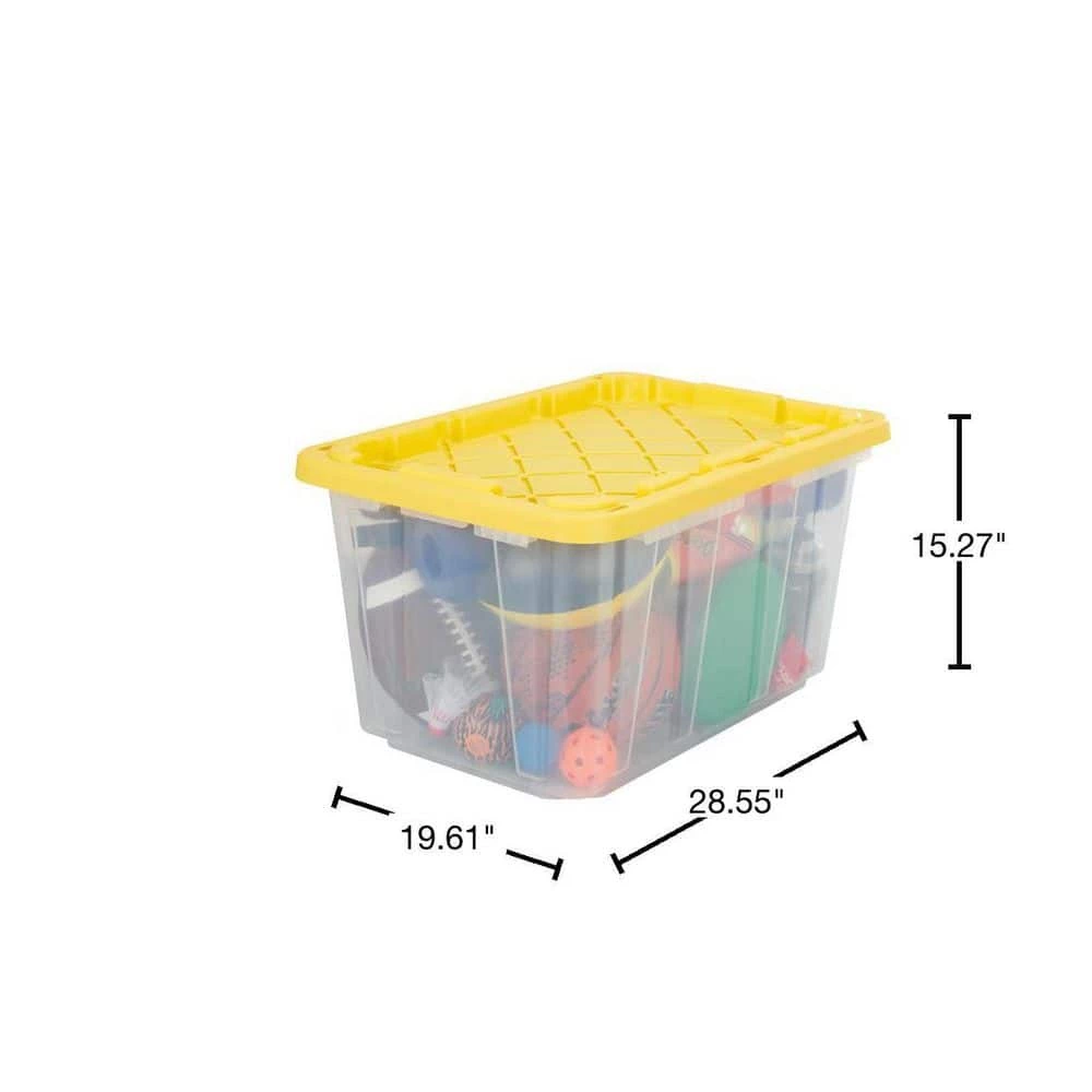 HDX 27 Gal. Storage Tote in Clear with Yellow Lid 3 HDX 27 Gal. Storage Tote in Clear with Yellow Lid - Image 3