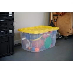 HDX 27 Gal. Storage Tote in Clear with Yellow Lid 25 HDX 27 Gal. Storage Tote in Clear with Yellow Lid -HDX Sales clear yellow hdx storage bins 206231 d4 1000