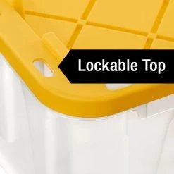 HDX 27 Gal. Storage Tote in Clear with Yellow Lid 27 HDX 27 Gal. Storage Tote in Clear with Yellow Lid -HDX Sales clear yellow hdx storage bins 206231 fa 1000