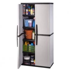 HDX Plastic Freestanding Garage Cabinet in Gray (35 in. W x 71 in. H x 18 in. D) 11 HDX Plastic Freestanding Garage Cabinet in Gray (35 in. W x 71 in. H x 18 in. D) -HDX Sales gray hdx free standing cabinets 221872 77 1000