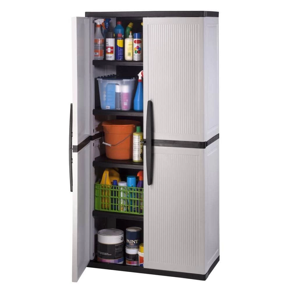 HDX Plastic Freestanding Garage Cabinet in Gray (35 in. W x 71 in. H x 18 in. D) 5 HDX Plastic Freestanding Garage Cabinet in Gray (35 in. W x 71 in. H x 18 in. D) - Image 5