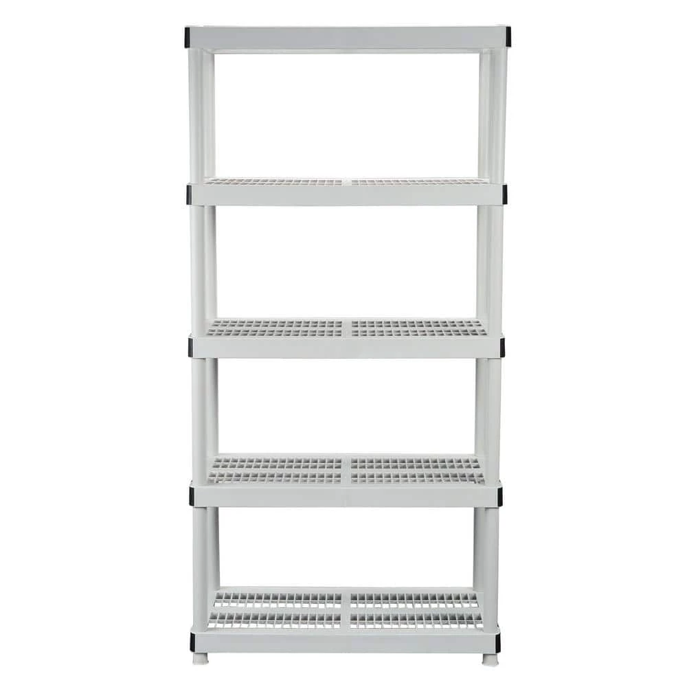 HDX 5-Tier Plastic Garage Storage Shelving Unit in Gray (36 in. W x 72 in. H x 18 in. D) 5 HDX 5-Tier Plastic Garage Storage Shelving Unit in Gray (36 in. W x 72 in. H x 18 in. D) - Image 5
